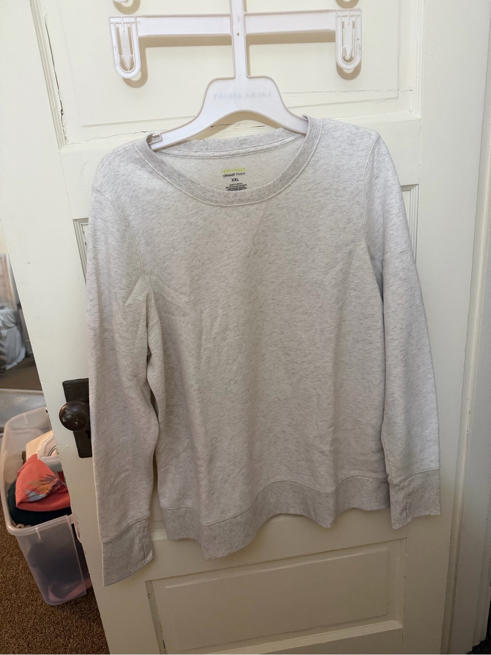 Gray heather long sleeve sweatshirt with thumb holes